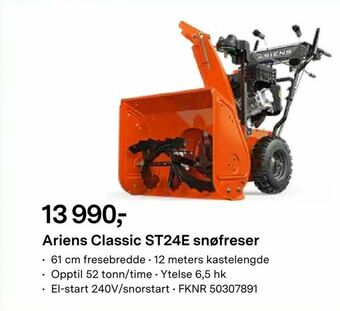 Felleskjøpet Ariens Classic ST24E snøfreser tilbud