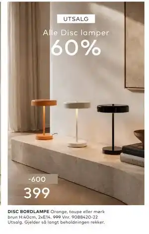 Skeidar DISC BORDLAMPE tilbud