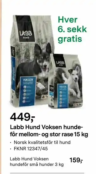 Felleskjøpet Labb Hund Voksen hunde fôr mellom- og stor rase 15 kg tilbud