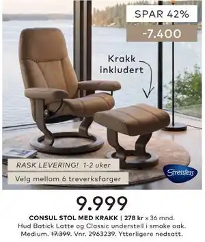 Skeidar CONSUL STOL MED KRAKK tilbud
