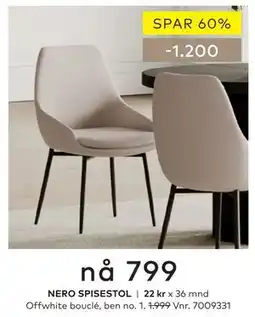Skeidar NERO SPISESTOL tilbud