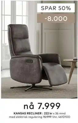 Skeidar KANSAS RECLINER tilbud