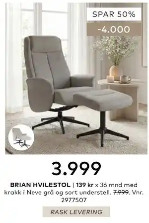 Skeidar BRIAN HVILESTOL tilbud