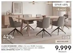 Skeidar A-LINE SPISEBORD, Medlemspris tilbud