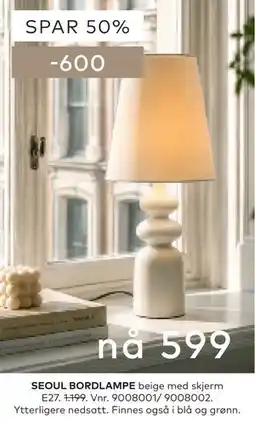 Skeidar SEOUL BORDLAMPE tilbud