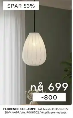 Skeidar FLORENCE TAKLAMPE tilbud