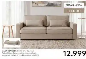 Skeidar ALEX SOVESOFA tilbud