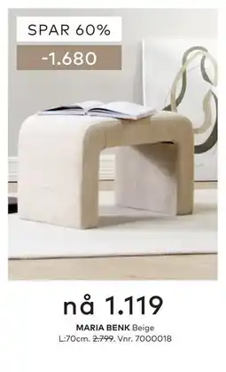 Skeidar MARIA BENK Beige tilbud