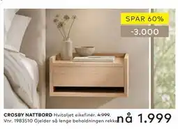 Skeidar CROSBY NATTBORD tilbud