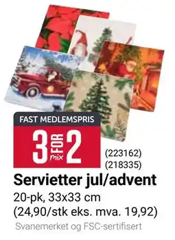 Europris Servietter jul/advent tilbud