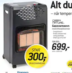 Thansen Camp+ Nature Gassvarmeovn tilbud