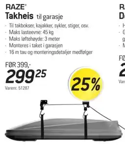 Thansen Raze takheis til garasje tilbud