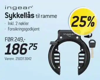 Ingear sykkellås til ramme