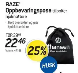 Thansen RAZE Oppbevaringspose til bolter hjulmuttere tilbud