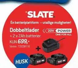 Thansen SLATE Dobbeltlader + 2 x 2Ah batterier tilbud