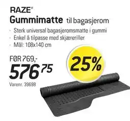 Thansen RAZE Gummimatte til bagasjerom tilbud