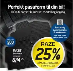 Thansen RAZE Gummimatter Modelltilpasset tilbud