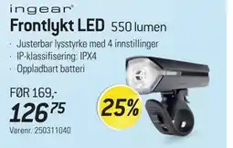 Thansen ingear Frontlykt LED 550 lumen tilbud
