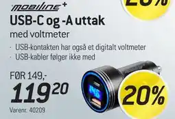 Thansen USB-C og -A uttak med voltmeter tilbud