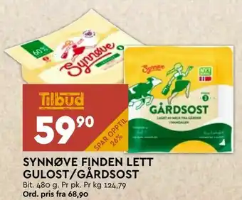 Coop Mega Synnøve finden lett gulost /gårdsost tilbud