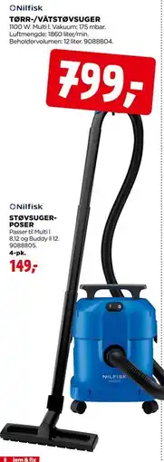 jem & fix Nilfisk TØRR-/VÅTSTØVSUGER tilbud