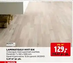 jem & fix LAMINATGULV HVIT EIK tilbud