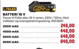 jem & fix FALKE BATTERI 18 V tilbud