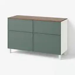 IKEA BestÅ Oppbevaringskomb m dør/skuffer, hvit/krukmakare mørk grågrønn, 120x42x75 cm tilbud