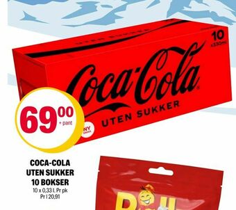 Coop Extra Coca-cola uten sukker 10 bokser tilbud