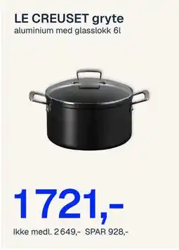 Jernia LE CREUSET gryte tilbud