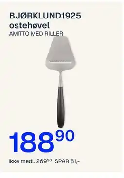 Jernia BJØRKLUND1925 ostehøvel AMITTO MED RILLER tilbud