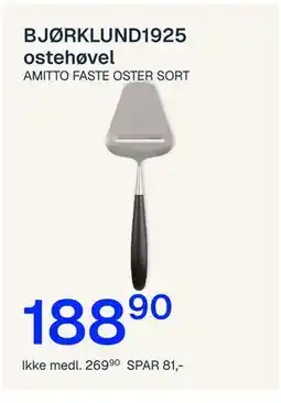 Jernia BJØRKLUND1925 ostehøvel AMITTO FASTE OSTER SORT tilbud