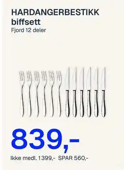 Jernia HARDANGERBESTIKK biffsett tilbud