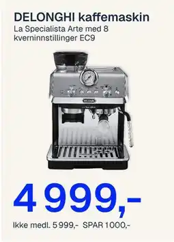 Jernia DELONGHI kaffemaskin tilbud