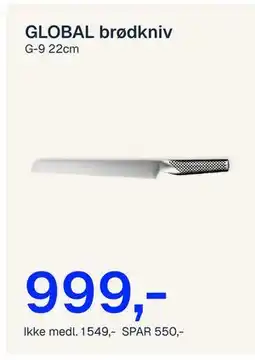 Jernia GLOBAL brødkniv tilbud