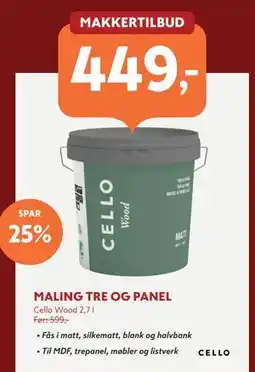 Byggmakker MALING TRE OG PANEL tilbud