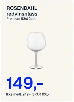 Jernia ROSENDAHL rødvinsglass tilbud