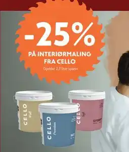 Byggmakker 25% PÅ INTERIØRMALING FRA CELLO tilbud