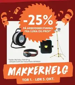 Byggmakker ARBEIDSBELYSNING FRA LUNA OG PROF tilbud