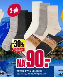 Europris TRYSIL TYNN ULLSOKK tilbud