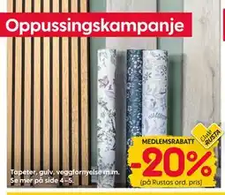 Rusta Tapeter, gulv, veggfornyelse m.m tilbud