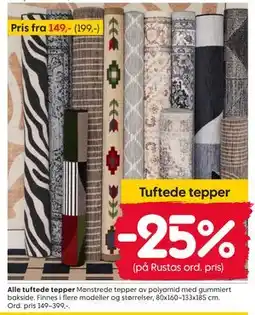 Rusta Alle tuftede tepper tilbud