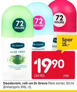 Rusta Deodorant, roll-on Dr Greve tilbud