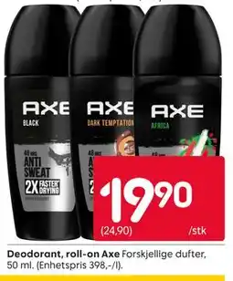 Rusta Deodorant, roll-on Axe tilbud