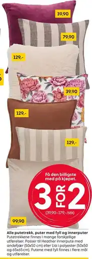 Rusta Alle putetrekk, puter med fyll og innerputer tilbud
