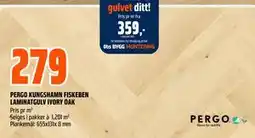 Obs Bygg PERGO KUNGSHAMN FISKEBEN LAMINATGULV IVORY OAK tilbud