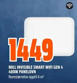 Obs Bygg MILL INVISIBLE SMART WIFI GEN 4 400W PANELOVN tilbud
