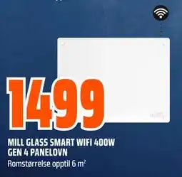 Obs Bygg MILL GLASS SMART WIFI 400W GEN 4 PANELOVN tilbud