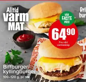 Spar Biffburger/ kyllingburger tilbud