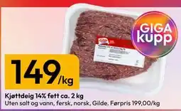 Gigaboks Kjøttdeig 14% fett ca. 2 kg tilbud